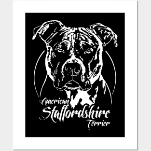 American Staffordshire Terrier dog Portrait Posters and Art